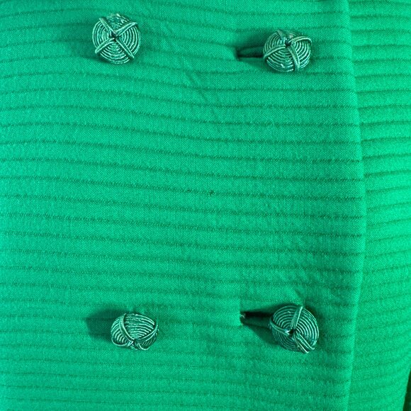 Vintage 60s fall coat, Kelly green ribbed textured, maxi length, size 6/8 (S/M) - Picture 3 of 16